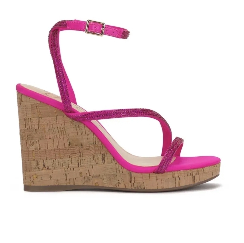 Jessica Simpson Cork Wedge Hot Pink Heels - Picture 5 of 13